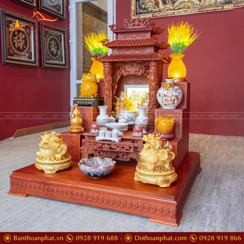 Bàn Thờ Thần Tài Thổ Địa Gỗ Hương Đủ Đồ Thờ TT902 23 ban tho than tai tho dia go huong du do tho tt902 4