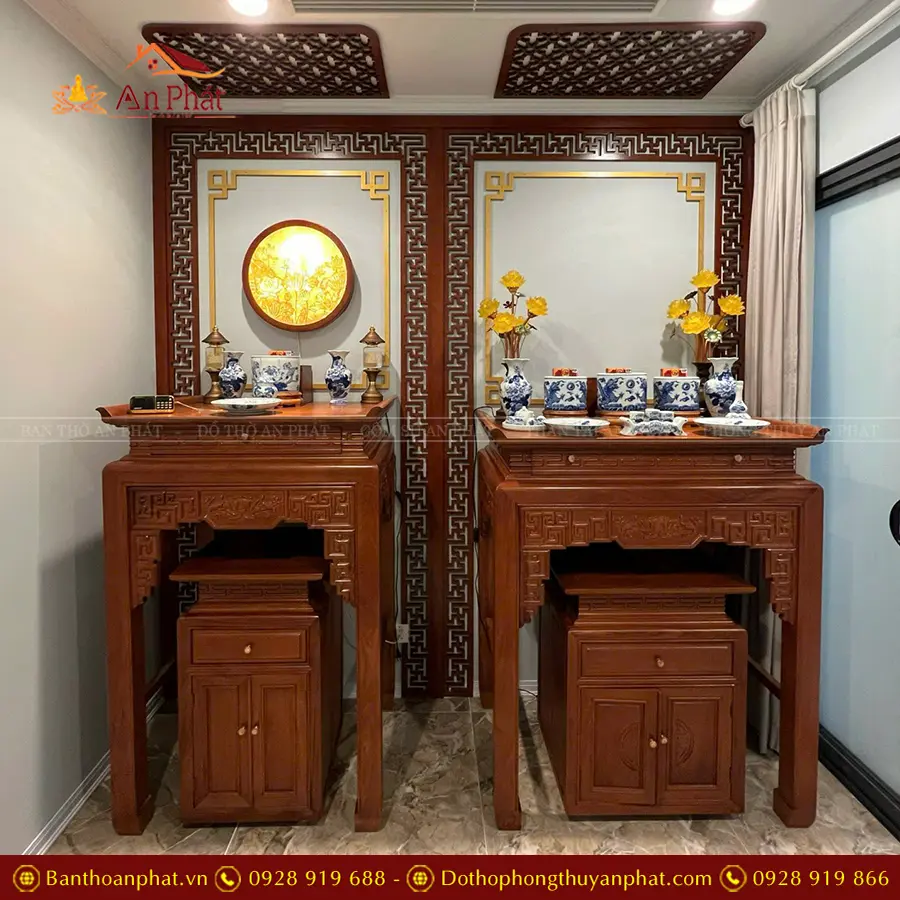 Mẫu Bàn Thờ Phật Và Gia Tiên Chung Cư BTD2245 10 Mẫu Bàn Thờ Phật Và Gia Tiên Chung Cư