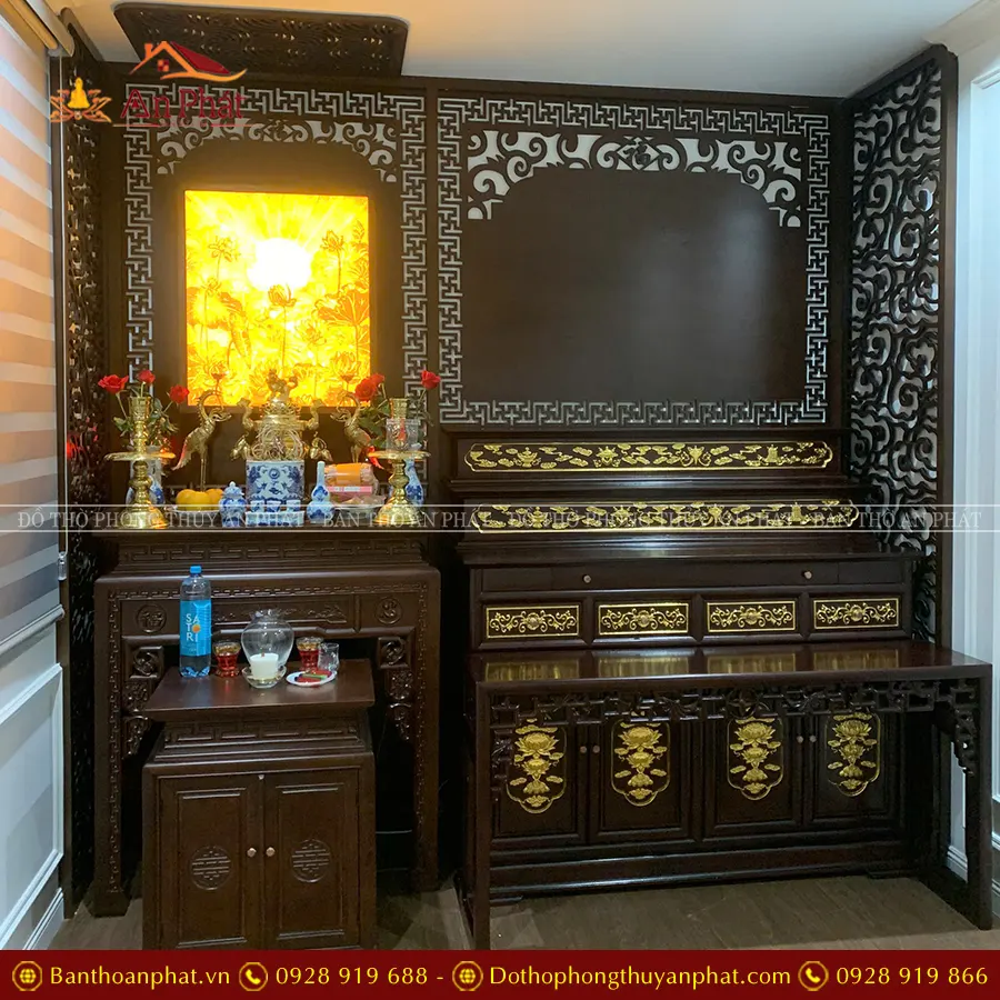 Phòng Thờ Cao Cấp Có Tủ Thờ Dát Vàng KGT417 9 Phòng Thờ Cao Cấp Có Tủ Thờ Dát Vàng KGT417