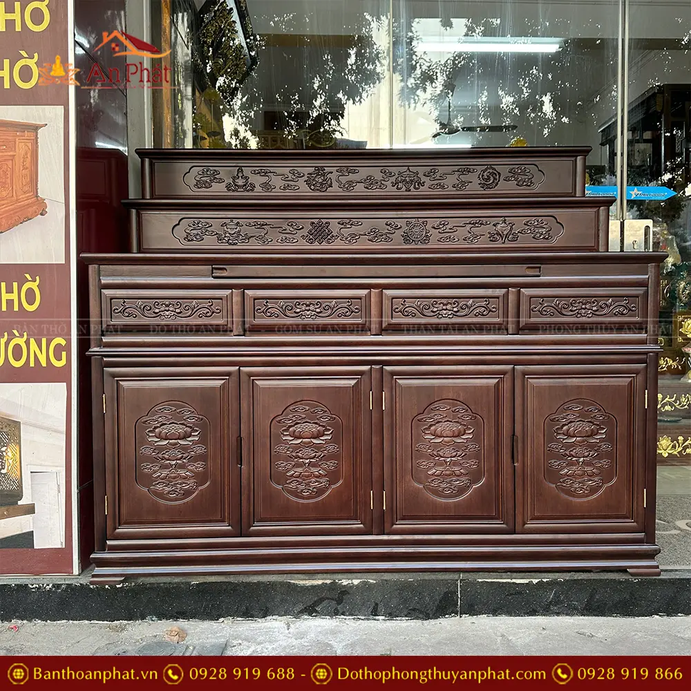 Tủ Thờ Tam Cấp Nhập Khẩu Gỗ Cẩm TT122 9 Tủ Thờ Tam Cấp Nhập Khẩu Gỗ Cẩm TT122
